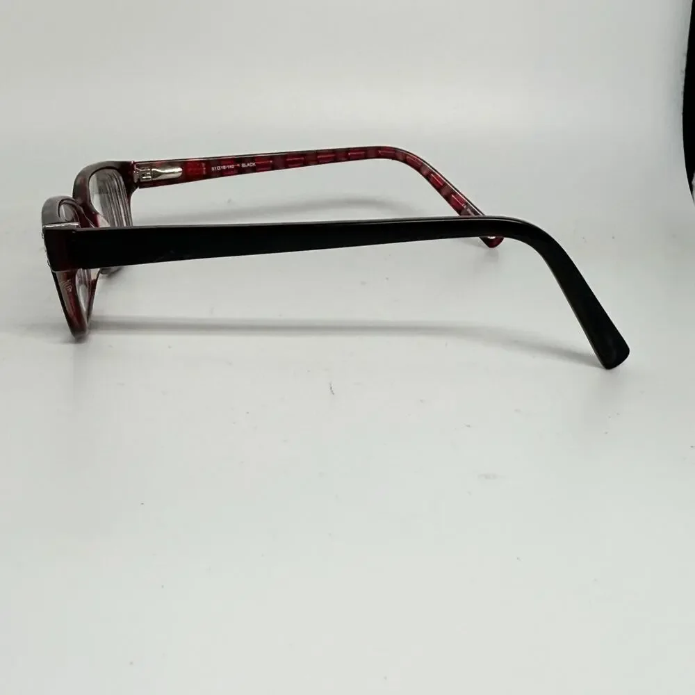 Bulova Penza Eyeglasses Frame Womens Black Red Plastic Full Rim 51-16-140 H18169